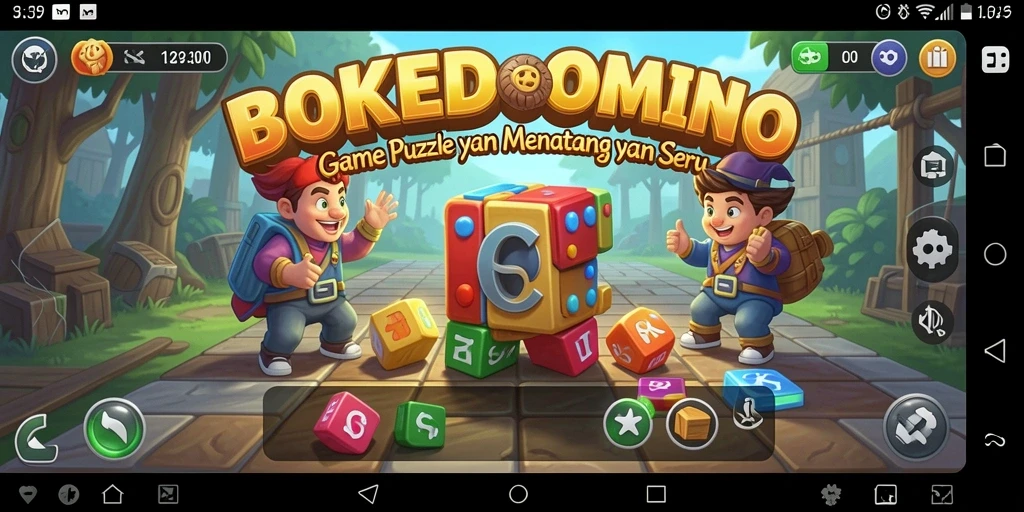 Screenshot utama BOKEDOMINO menunjukkan gameplay seru dan menantang.