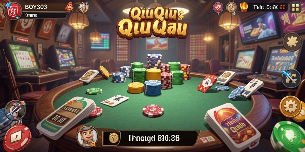 Tampilan permainan QiuQiu yang menegangkan dan penuh strategi.