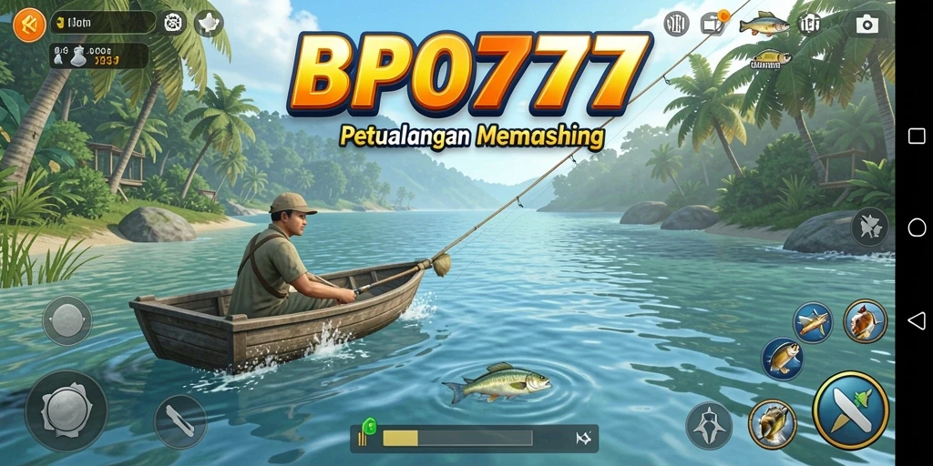 Screenshot BPO777 menampilkan aksi memancing yang mendebarkan di lokasi indah.