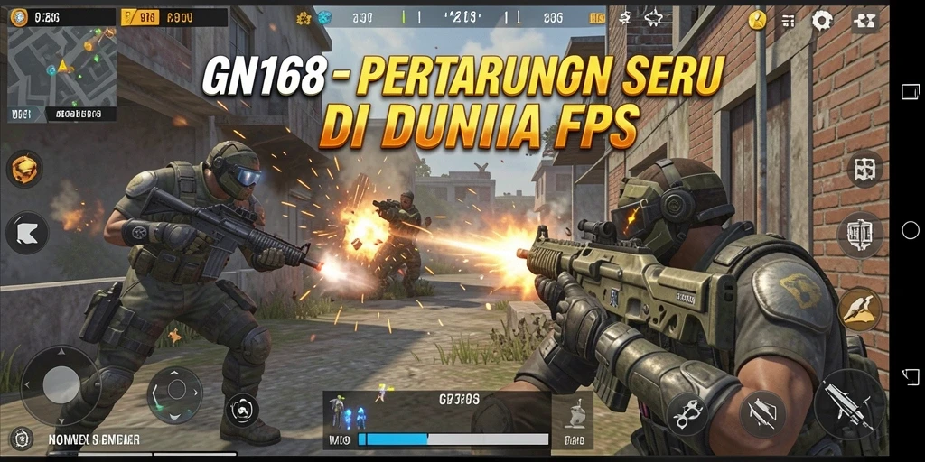Gameplay mendebarkan dalam GN168 dengan aksi FPS terbaik.