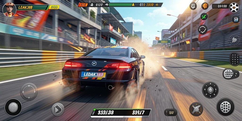 Tampilan menarik gameplay balapan LEDAK388 di trek yang menantang.