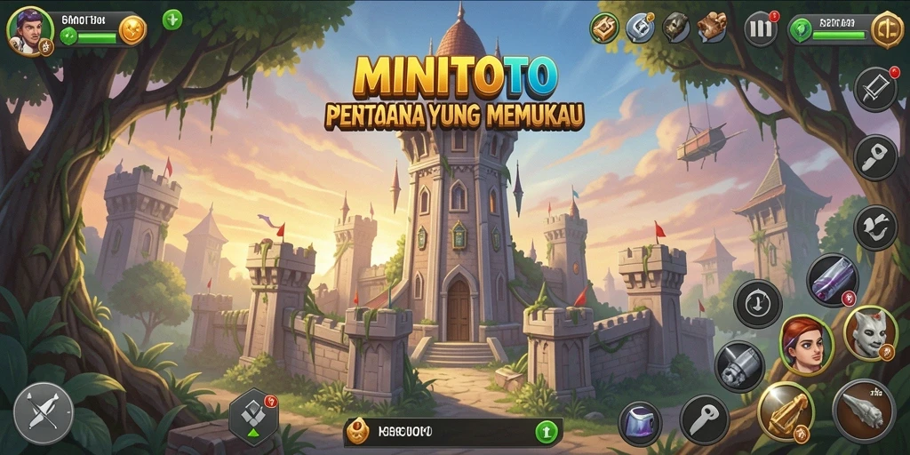 Screenshot gameplay MINITOTO menampilkan strategi Tower Defense yang mendebarkan.