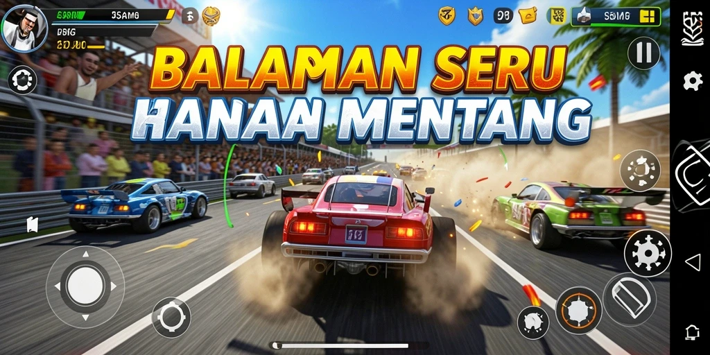 Tampilan gameplay balapan RSNGAME yang seru dan mendebarkan.