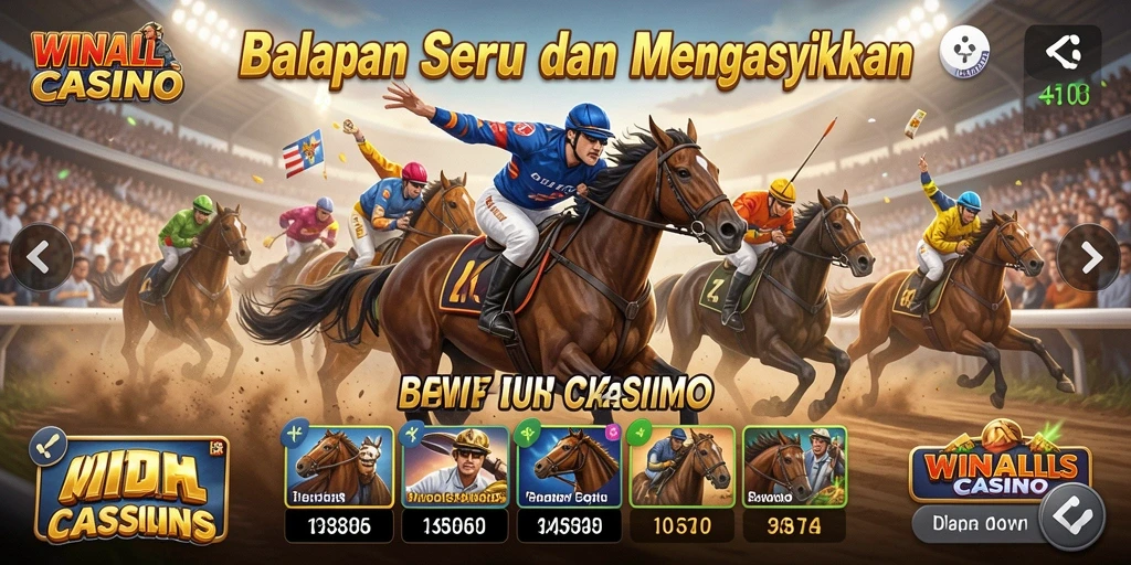 Gameplay balapan menarik dalam WINALLCASINO yang menampilkan aksi cepat.