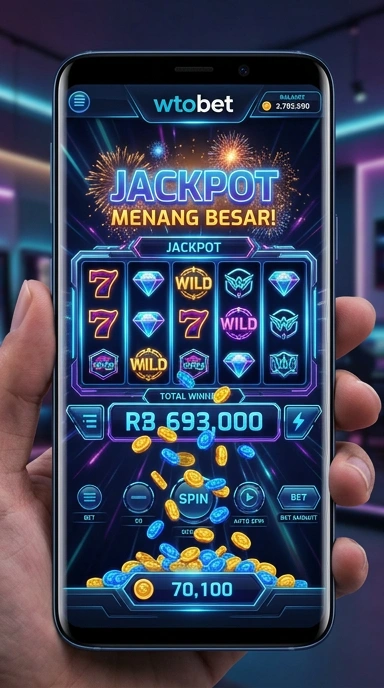 Screenshot aplikasi wtobet menunjukkan kategori yang terorganisir dengan baik.